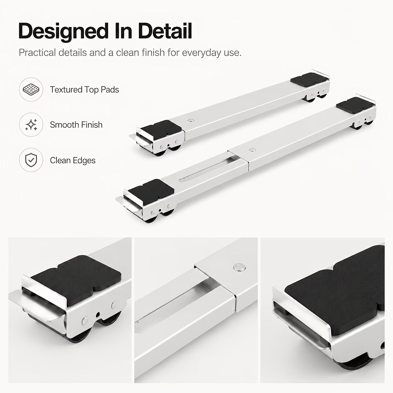Adjustable Appliance Moving Base Rail Set