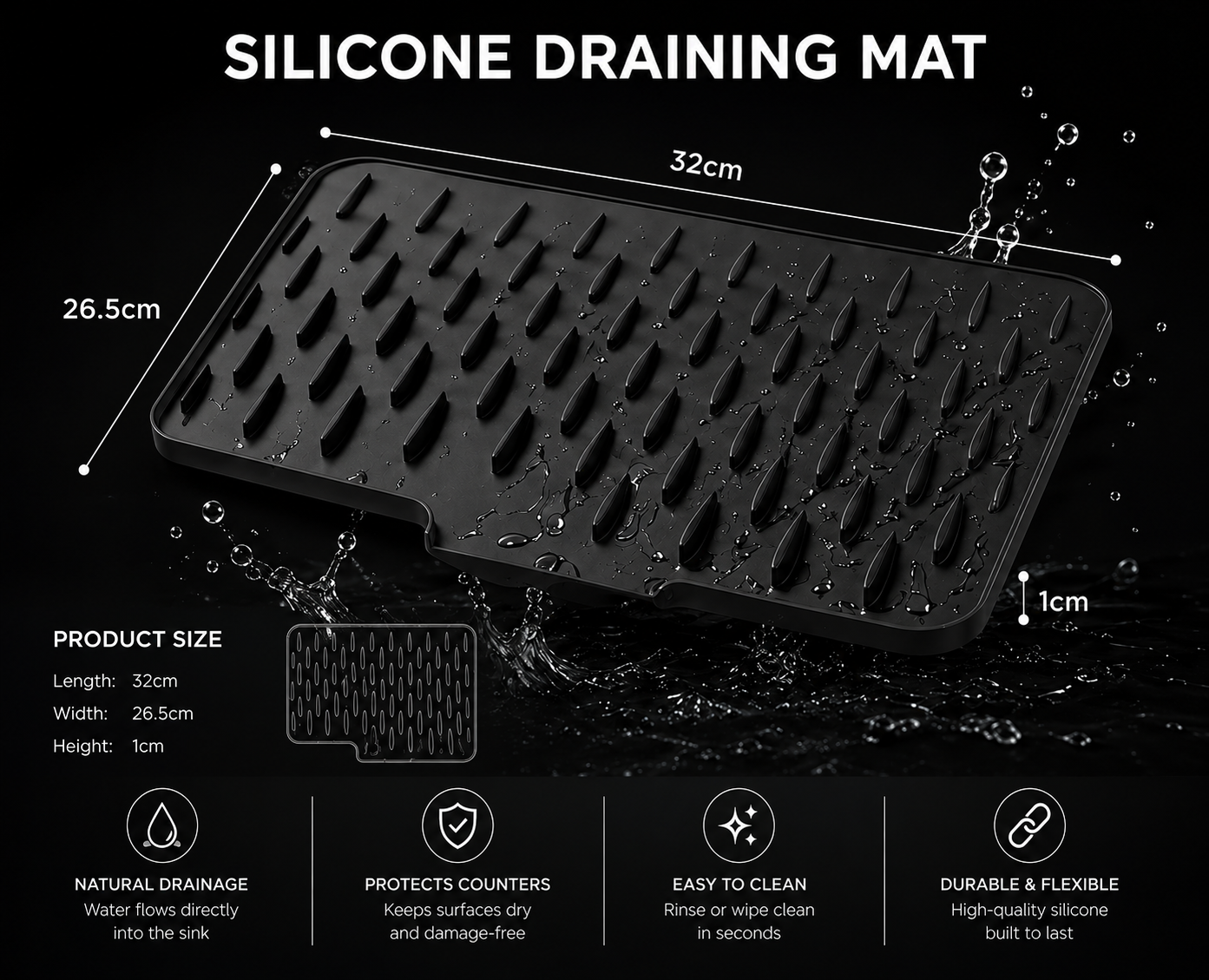 Silicone Draining Mat - 2 pcs